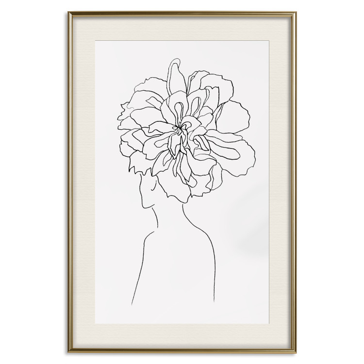 Wall Poster Center of Memories - abstract line art of a woman with flowers on her head 132196 additionalImage 23