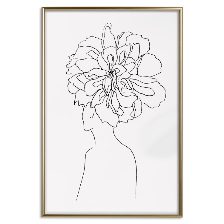 Wall Poster Center of Memories - abstract line art of a woman with flowers on her head 132196 additionalImage 16