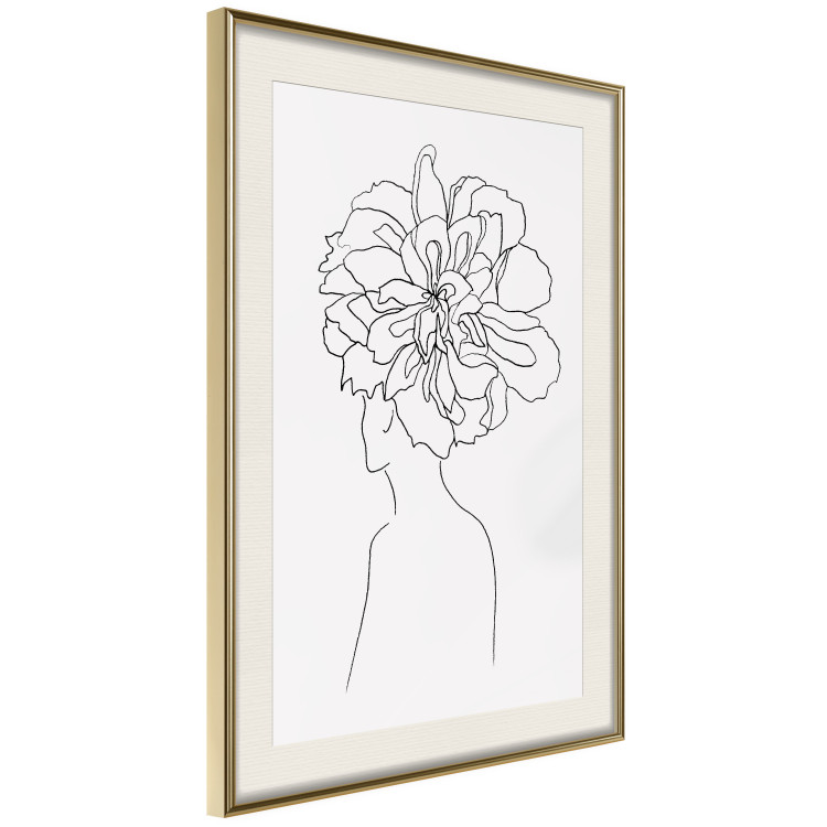 Wall Poster Center of Memories - abstract line art of a woman with flowers on her head 132196 additionalImage 3