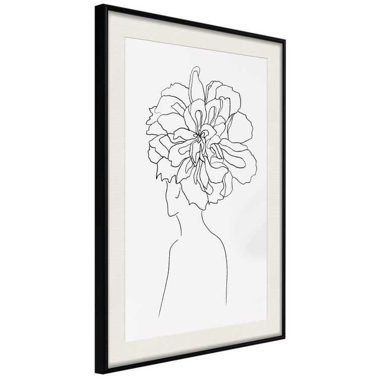 Wall Poster Center of Memories - abstract line art of a woman with flowers on her head 132196 additionalImage 2