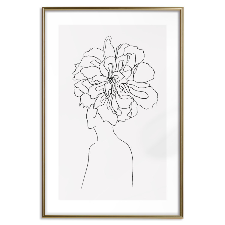 Wall Poster Center of Memories - abstract line art of a woman with flowers on her head 132196 additionalImage 26