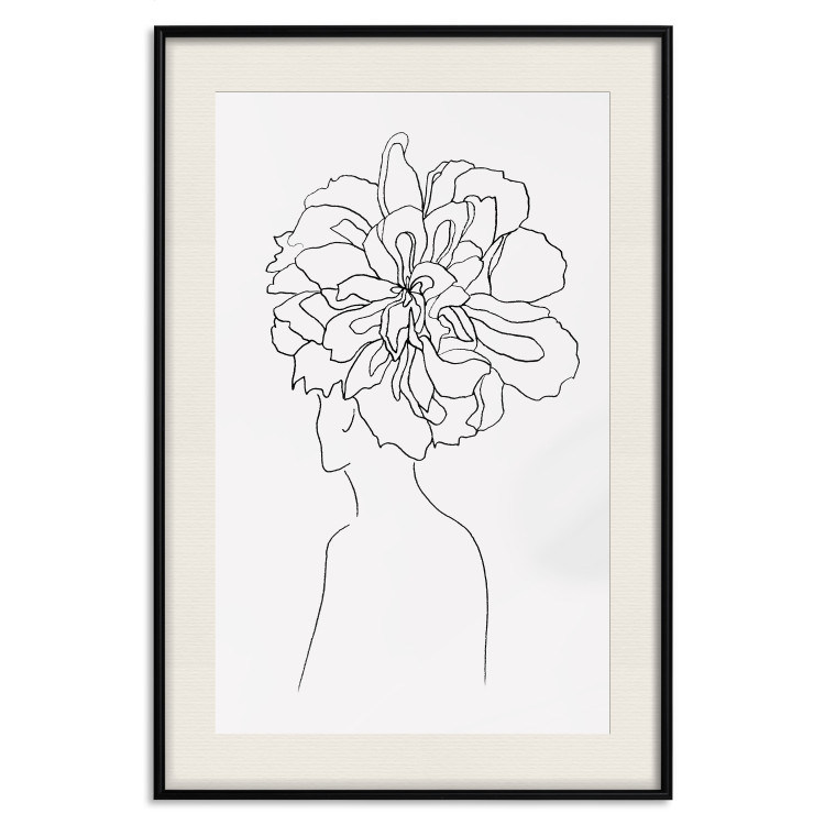 Wall Poster Center of Memories - abstract line art of a woman with flowers on her head 132196 additionalImage 24