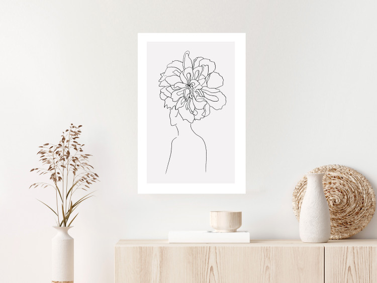 Wall Poster Center of Memories - abstract line art of a woman with flowers on her head 132196 additionalImage 3