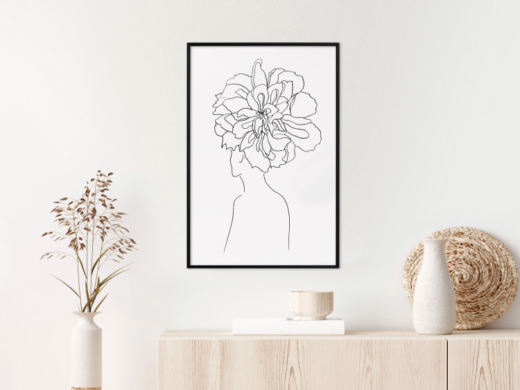 Wall Poster Center of Memories - abstract line art of a woman with flowers on her head 132196 additionalImage 6