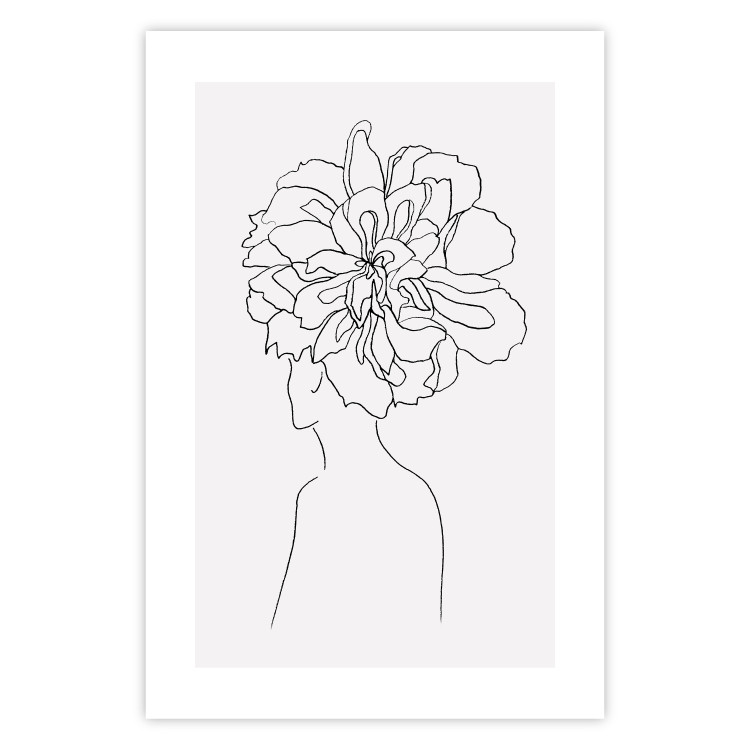 Wall Poster Center of Memories - abstract line art of a woman with flowers on her head 132196 additionalImage 15