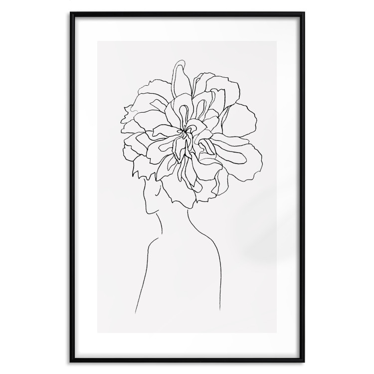 Wall Poster Center of Memories - abstract line art of a woman with flowers on her head 132196 additionalImage 27