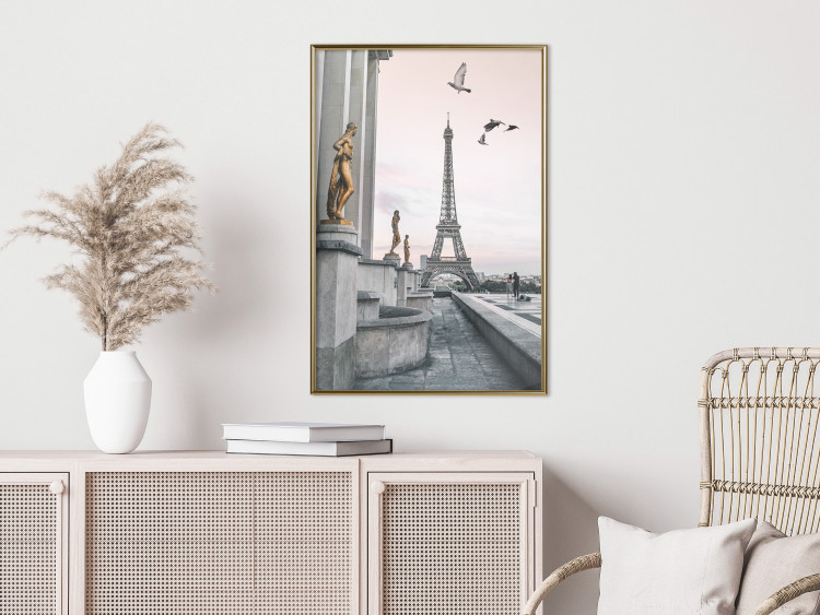 Wall Poster Flight to Freedom - structure with golden sculptures against the backdrop of the Eiffel Tower 132296 additionalImage 5