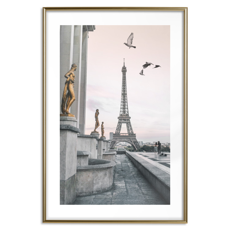 Wall Poster Flight to Freedom - structure with golden sculptures against the backdrop of the Eiffel Tower 132296 additionalImage 16