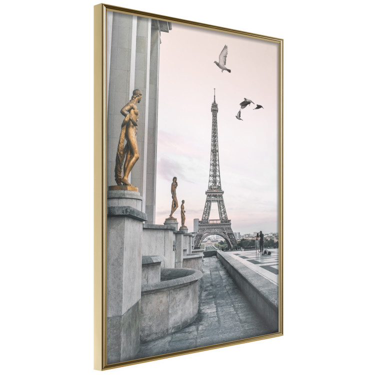 Wall Poster Flight to Freedom - structure with golden sculptures against the backdrop of the Eiffel Tower 132296 additionalImage 12