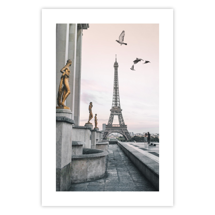 Wall Poster Flight to Freedom - structure with golden sculptures against the backdrop of the Eiffel Tower 132296 additionalImage 25