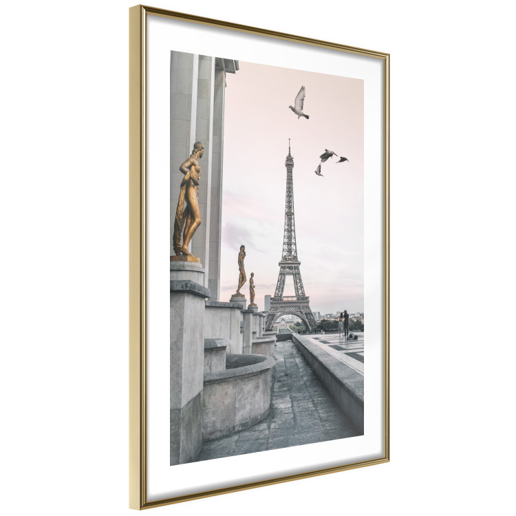Wall Poster Flight to Freedom - structure with golden sculptures against the backdrop of the Eiffel Tower 132296 additionalImage 9