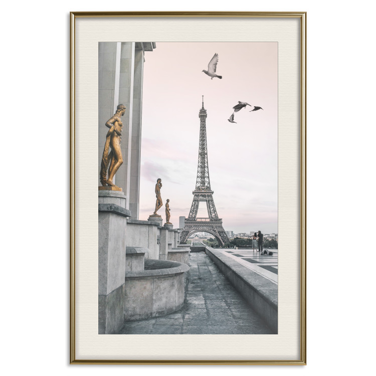 Wall Poster Flight to Freedom - structure with golden sculptures against the backdrop of the Eiffel Tower 132296 additionalImage 20