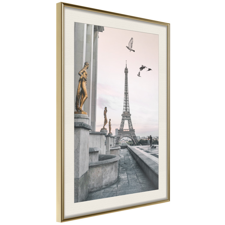 Wall Poster Flight to Freedom - structure with golden sculptures against the backdrop of the Eiffel Tower 132296 additionalImage 3