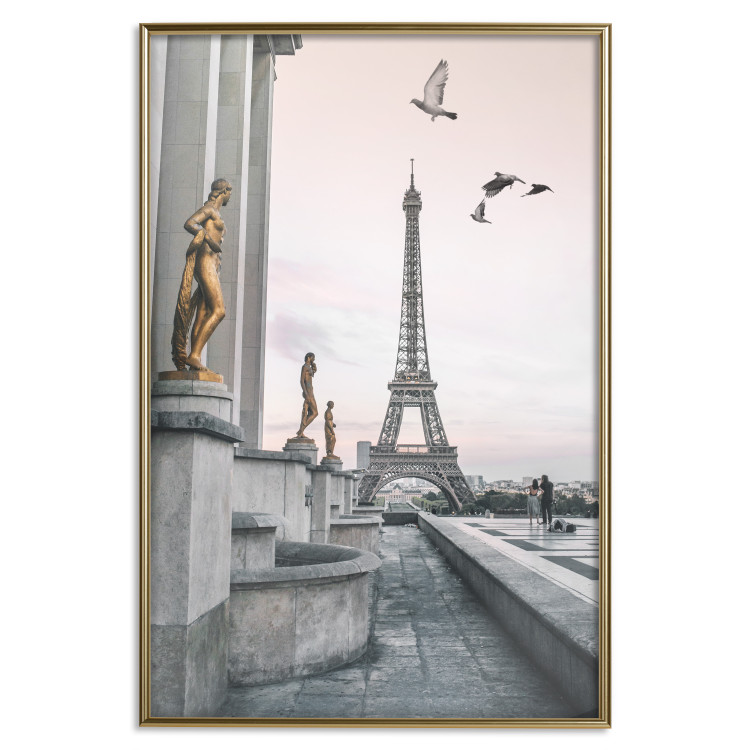 Wall Poster Flight to Freedom - structure with golden sculptures against the backdrop of the Eiffel Tower 132296 additionalImage 21