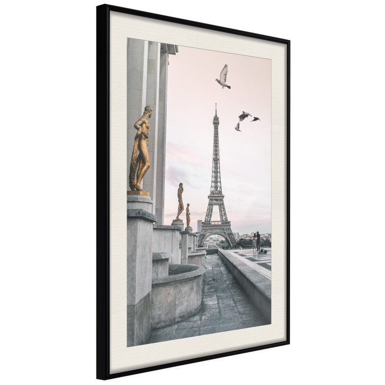 Wall Poster Flight to Freedom - structure with golden sculptures against the backdrop of the Eiffel Tower 132296 additionalImage 2