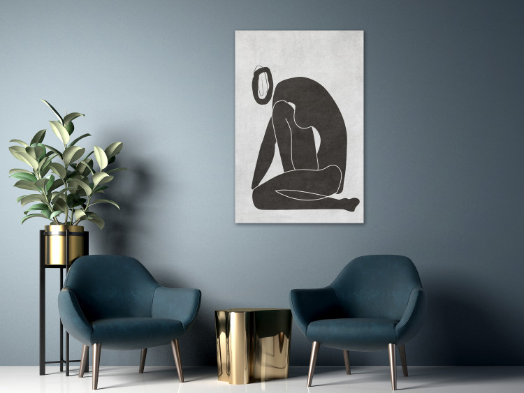 Canvas Print Woman silhouette - black and white graphic in scandi boho style 134196 additionalImage 3