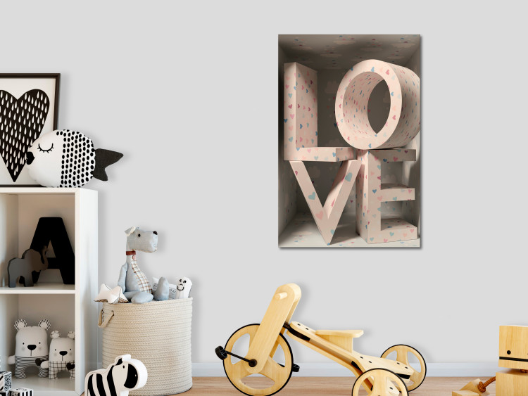 Canvas Print Love in the letters - LOVE inscription covered with small hearts 135396 additionalImage 3