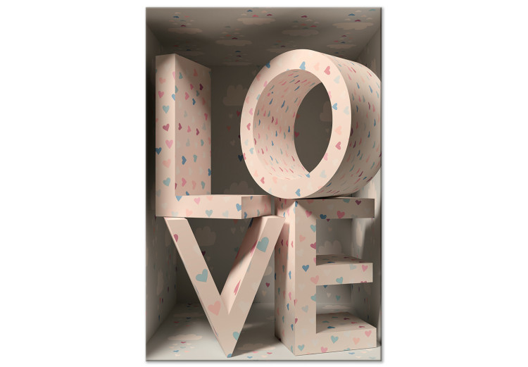Canvas Print Love in the letters - LOVE inscription covered with small hearts 135396