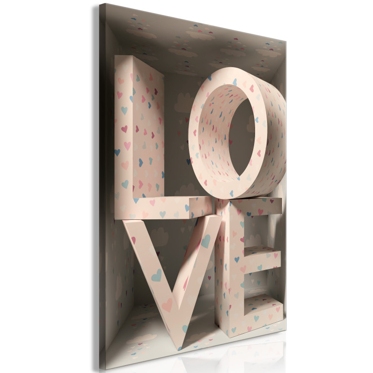 Canvas Print Love in the letters - LOVE inscription covered with small hearts 135396 additionalImage 2