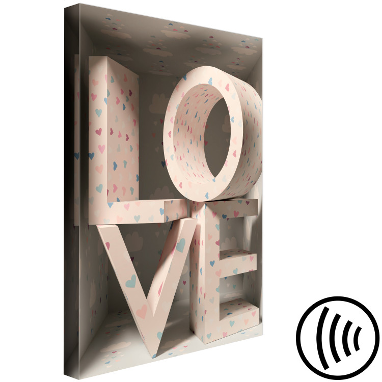Canvas Print Love in the letters - LOVE inscription covered with small hearts 135396 additionalImage 6
