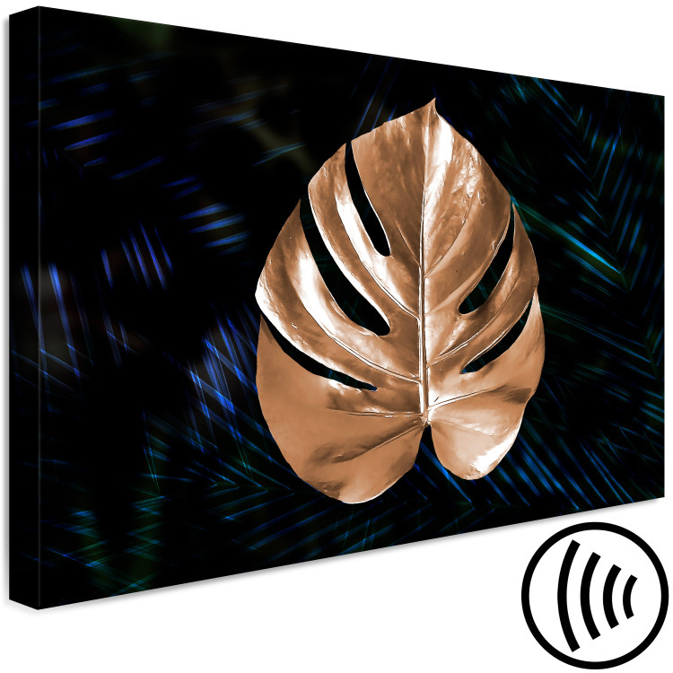 Canvas Gold Monstera leaf - Abstract botanical motif on a dark background 135696 additionalImage 6