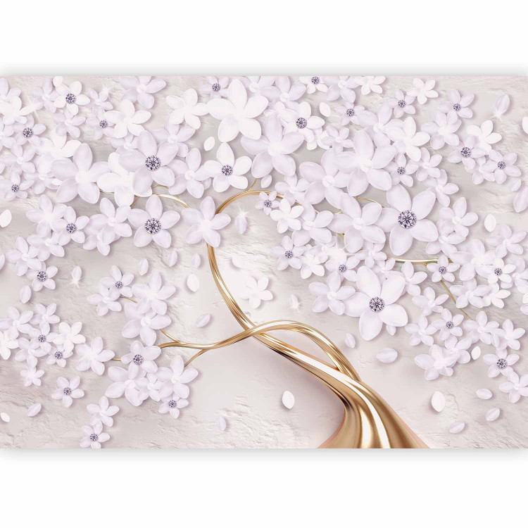 Wall Mural Flowers on gold - white flakes emphasized with a golden twig 136096 additionalImage 5