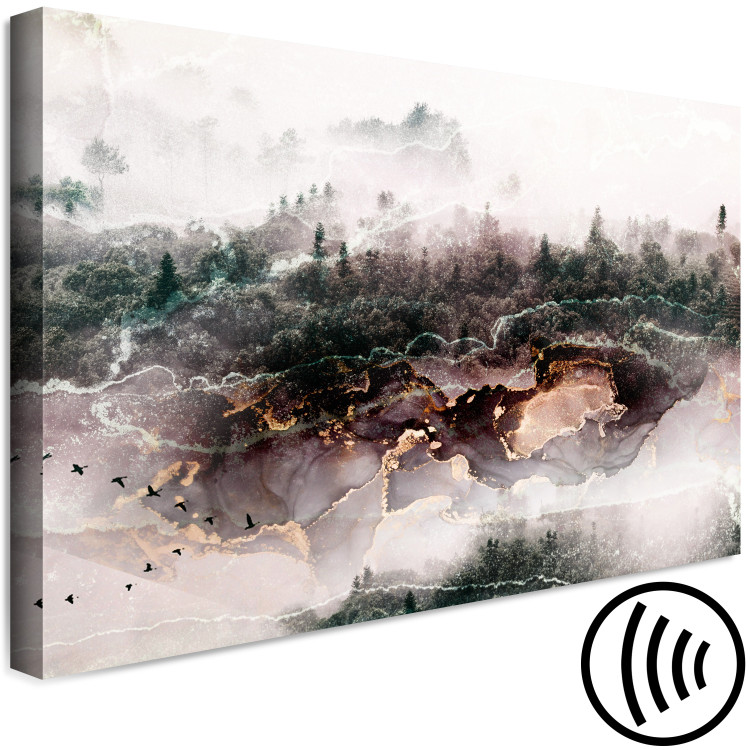 Canvas Art Print Golden Valley (1-piece) Wide - modern abstraction against a forest backdrop 137896 additionalImage 6