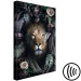Canvas Art Print Lion in Leaves (1-piece) Vertical - wild cat among roses and ferns 138596 additionalThumb 6
