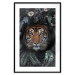 Wall Poster Tiger in Leaves - portrait of a tiger against a background of green plants and flowers 138696 additionalThumb 13