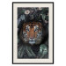 Wall Poster Tiger in Leaves - portrait of a tiger against a background of green plants and flowers 138696 additionalThumb 24