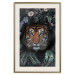 Wall Poster Tiger in Leaves - portrait of a tiger against a background of green plants and flowers 138696 additionalThumb 16