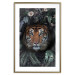 Wall Poster Tiger in Leaves - portrait of a tiger against a background of green plants and flowers 138696 additionalThumb 12