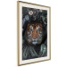 Wall Poster Tiger in Leaves - portrait of a tiger against a background of green plants and flowers 138696 additionalThumb 2