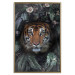 Wall Poster Tiger in Leaves - portrait of a tiger against a background of green plants and flowers 138696 additionalThumb 27