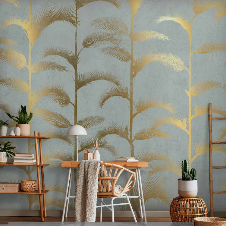 Wall Mural Blue palm grove - abstract with golden palms in art deco style 143196 additionalImage 4