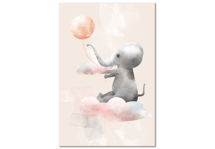 Canvas Print Joyful Elephant and Clouds (1-piece) Vertical - composition for children 143496