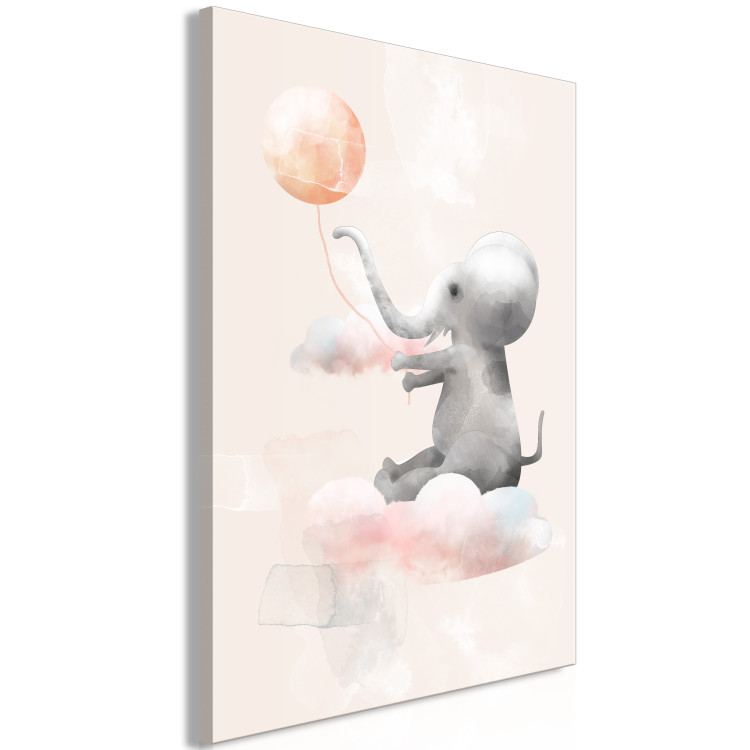 Canvas Print Joyful Elephant and Clouds (1-piece) Vertical - composition for children 143496 additionalImage 2