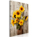 Canvas Sunflowers (1-piece) - yellow flowers in a vase on a wooden background 144596 additionalThumb 2