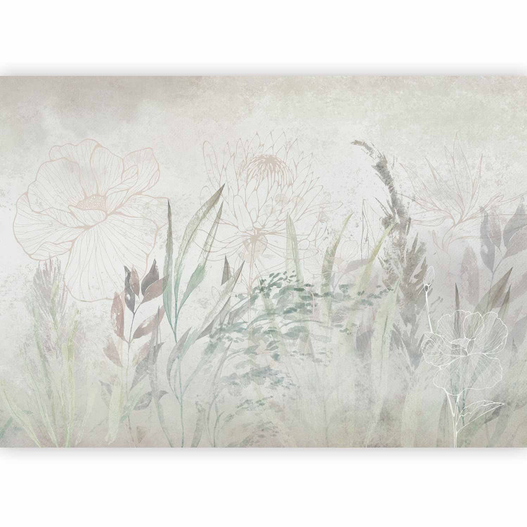 Wall Mural Boho-Style Garden - Airy Flowers and Grasses in Grays and Greens 144696 additionalImage 1