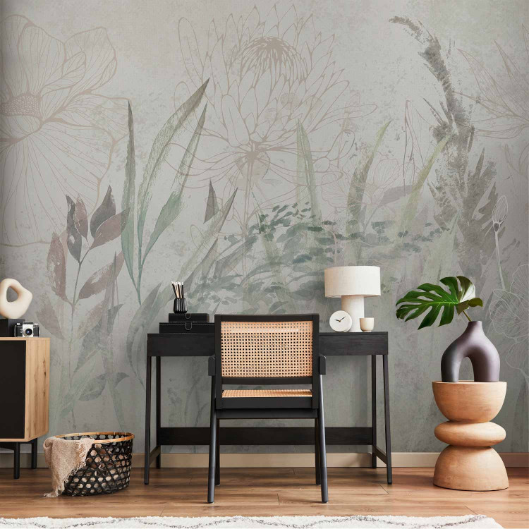 Wall Mural Boho-Style Garden - Airy Flowers and Grasses in Grays and Greens 144696 additionalImage 4