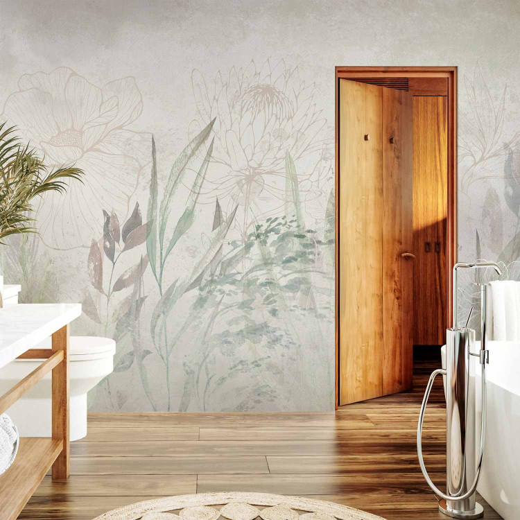 Wall Mural Boho-Style Garden - Airy Flowers and Grasses in Grays and Greens 144696 additionalImage 8
