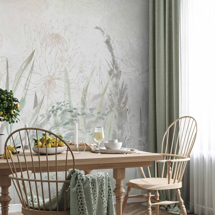Wall Mural Boho-Style Garden - Airy Flowers and Grasses in Grays and Greens 144696 additionalImage 7