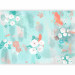 Wall Mural Painted flowers - abstract composition of spots on blue background 144796 additionalThumb 5