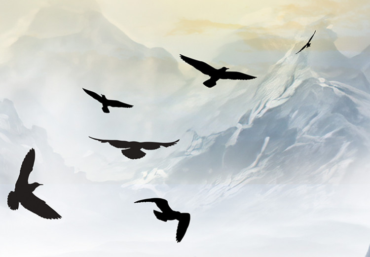 Canvas Mountains in the Fog - Birds Flying Over the Peaks in the Clouds 145496 additionalImage 4
