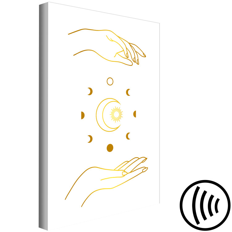 Canvas Art Print Magic Symbols - Golden Hands and All Phases of the Moon 146196 additionalImage 6