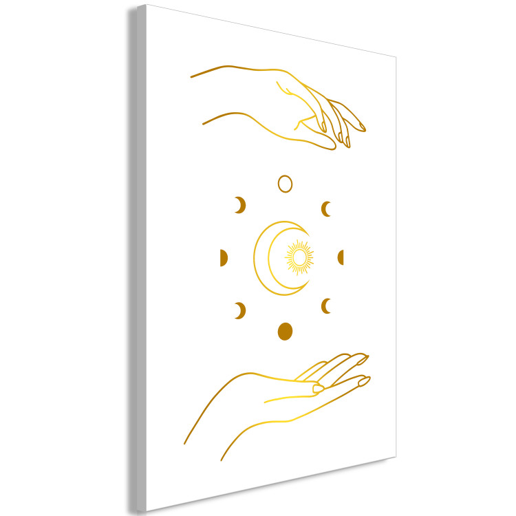 Canvas Art Print Magic Symbols - Golden Hands and All Phases of the Moon 146196 additionalImage 2