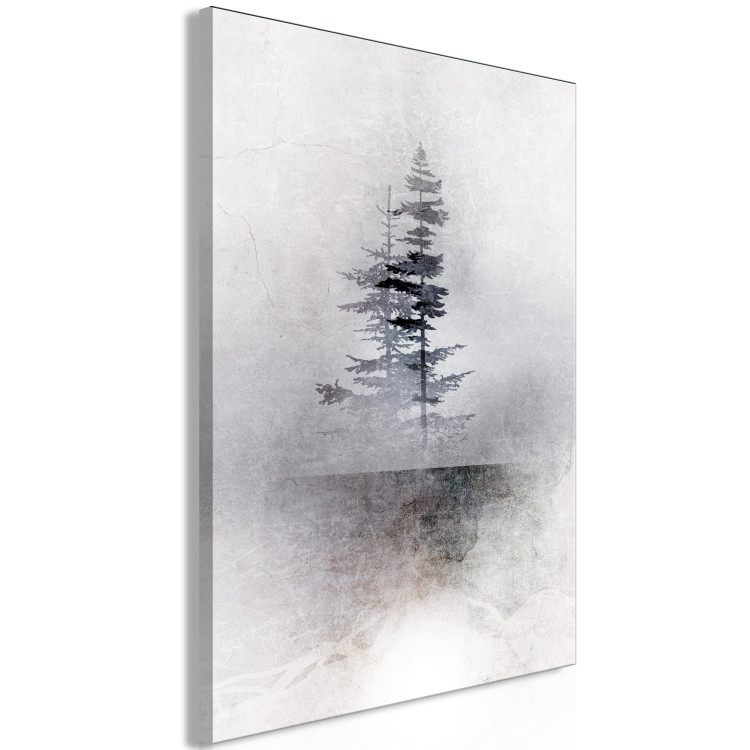Canvas Print Landscape (1-piece) - coniferous trees in mist on a black and white background 148896 additionalImage 2
