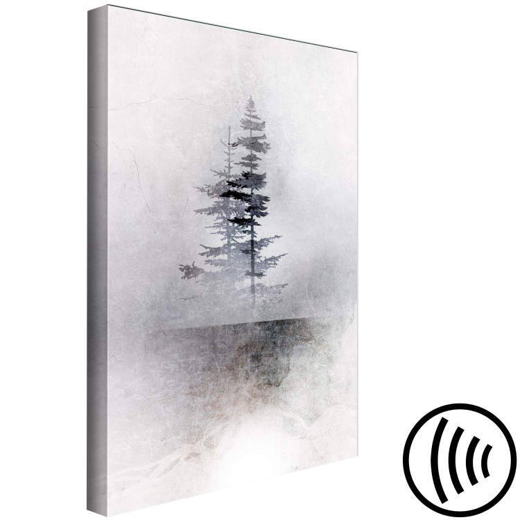 Canvas Print Landscape (1-piece) - coniferous trees in mist on a black and white background 148896 additionalImage 6