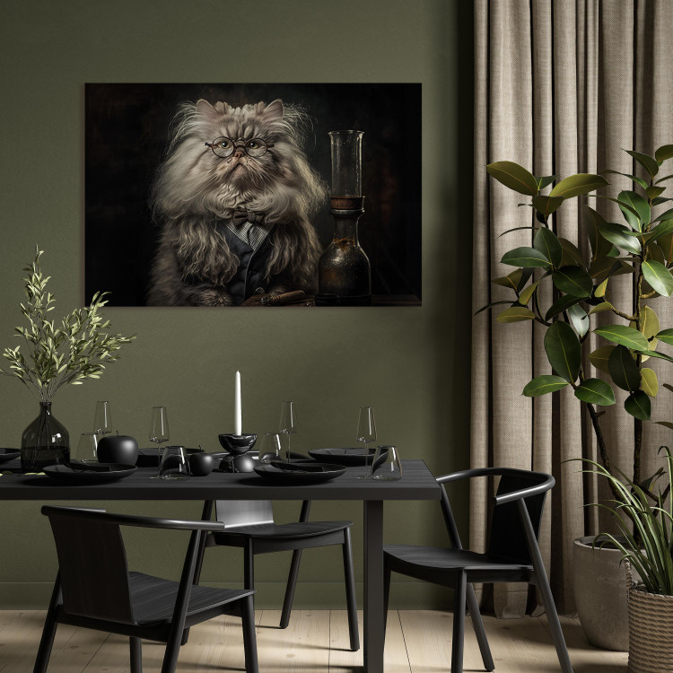 Canvas Art Print AI Persian Cat - Portrait of a Fantasy Animal in the Guise of a Professor - Horizontal 150196 additionalImage 3
