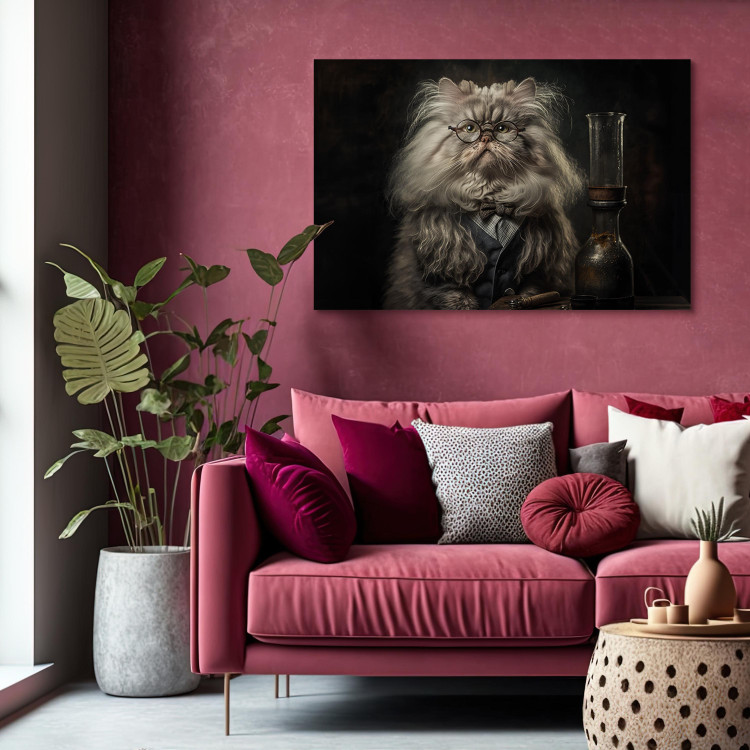 Canvas Art Print AI Persian Cat - Portrait of a Fantasy Animal in the Guise of a Professor - Horizontal 150196 additionalImage 5